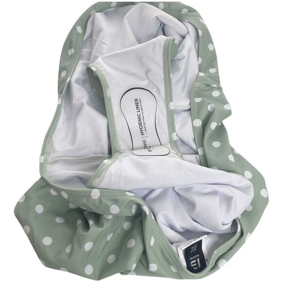 Bloomchic Women Size 26 High Waist Bikini Swim Bottom Polka Dot Sage Green White - Picture 5 of 7